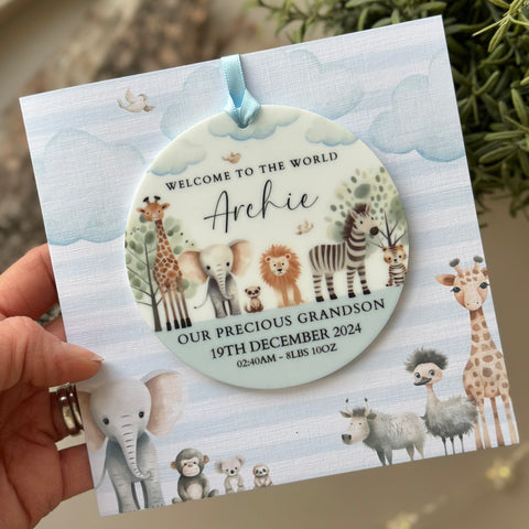 New Baby Boy Card Safari