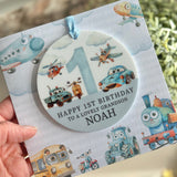 1st Birthday Vehicles Card