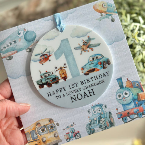 1st Birthday Vehicles Card
