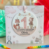 1st Birthday Party Animal Card Pink