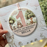 1st Birthday Pink Woodland Card