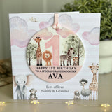 1st Birthday Pink Safari Card