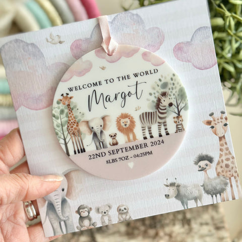New Baby Girl Card Safari