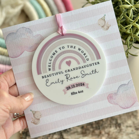 New Baby Girl Card Rainbow