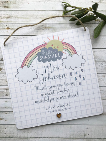 Personalised Teacher Thank You Plaque