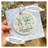 New Baby Girl Card Rabbit and Bows