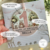 1st Birthday Pink Woodland Card