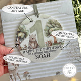 1st Birthday Green Woodland Card