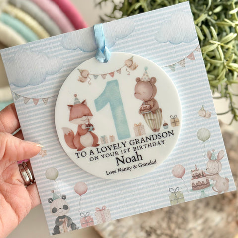 1st Birthday Party Animal Card
