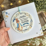New Baby Grandson, Nephew Card Blue Rabbit