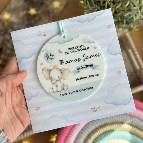 New Baby Boy Card Blue Elephant