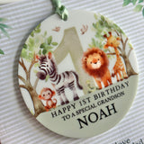 1st Birthday Green Safari Card