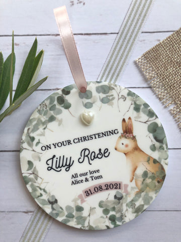 Christening Rabbit Keepsake.
