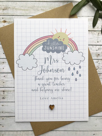 A5 Teacher Rainbow Card