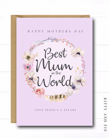 A5 Purple Wreath Mothers Day Card