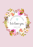 A5 Pink Wreath Mothers Day Card